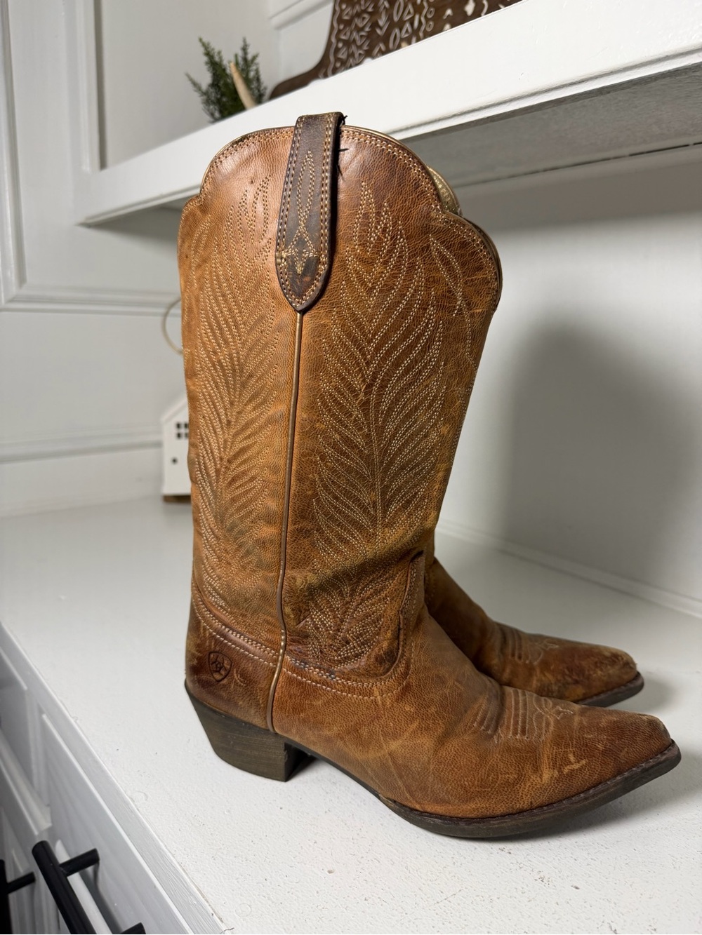 Ariat Cowboy Boots Women's 8B Brown Leather Point Toe Western Cowgirl Boots - Picture 5 of 10